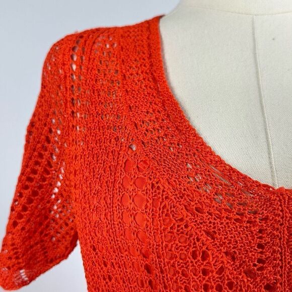 Lauren Ralph Lauren Weryna Crochet Pointelle Knit Orange Short Sleeve Dress, siz - Picture 11 of 15